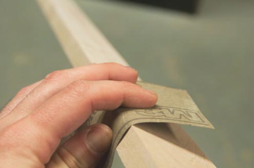 Sanding the board wood