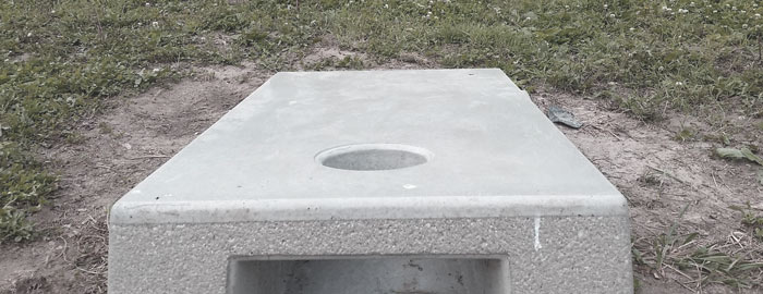 Cornhole board made out of concrete