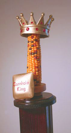 Cornhole trophy with real corn