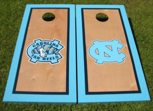 Simple UNC decals with blue color and wood texture along with Tar Heels logo