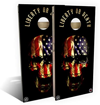 Liberty or death theme boards for cornhole